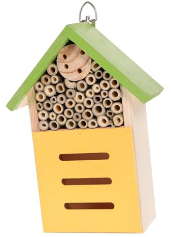 AKOOSY Holzhaus für Marienkäfer Bienenzuchthütte Holzkasten Insektenhabitat Gartenlebensraum mit Einfacher Aufhängemöglichkeit oder Standfläche