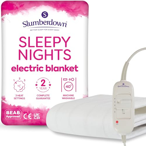 Slumberdown Sleepy Nights Electric Blanket Small Double - Warm, Cosy & Energy-Efficient Heated Blanket with 3 Heat Settings | BEAB-Approved, Washable & Easy-Fit Straps (122 x 107cm)