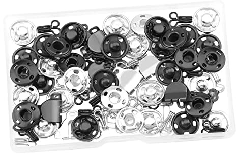 FIXOSHEE 100pcs Sewing Fastener Kit with Hooks Eyes Snap Buttons for Skirts Trousers Bras Clothing Closure Accessories for DIY Sewing Repair Garment Fastening