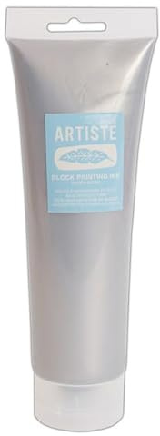 Artiste Water-Soluble Block Printing Ink, Metallic Silver 300ml, for Block Printing, Lino Printing, Linoleum, Screen Printing, for Artists Kit, Printmaking Art Paint Ink Supplies, Water-Based