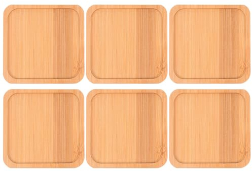 ANDRESLAD Lot De 6 pour Pots De Fleurs en Carré 15 x 15 Cm, Soucoupes De Jardin Antidébordement pour Intérieur Et Extérieur, Accessoires Solide Et Naturels pour Plantes Et Succulentes