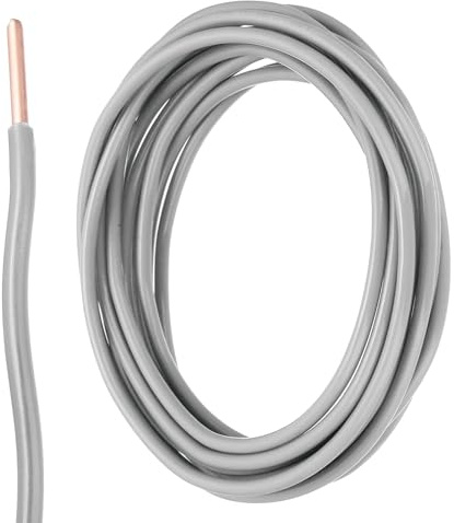 QUARKZMAN 10 Fuß Elektrischer Draht Isolierter Fester Kupferdraht 14 AWG Anschlusskabel THHN Draht Wohnbereich Industrie Erdung Elektrisch Bewertet Für 600 Volt UL Zertifiziert Grau