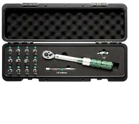 Linnkyfloa Set di chiavi dinamometriche per bici, 15/24 pezzi con precisione con scala incisa al laser, meccanismo a cricchetto a 72 denti, acciaio, manico in alluminio-titanio (15 pezzi)