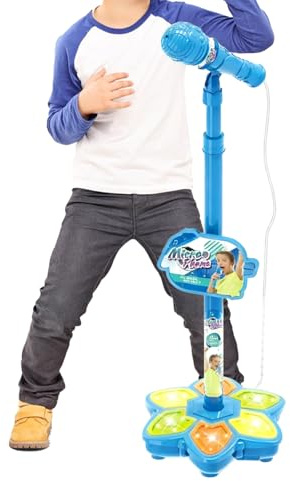 Microphone de karaoké sans Fil - Jouet Chantant Lumineux coloré - Support de Microphone pour Inclus - Plaisir interactif - Divertissement de fête d'anniversaire pour Filles et Filles
