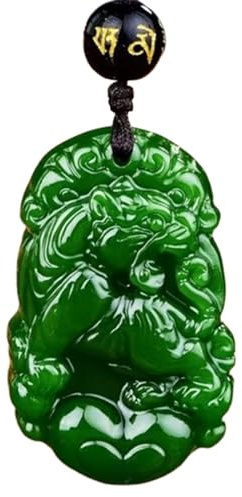 Chinese Zodiac Jade Necklace, Real Jade Zodiac Lucky Charm, Pendant Chinese Feng Shui Jades Stone Lucky Charm Necklaces(Tiger)