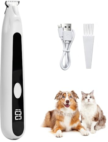 Hårklippare med LED-skärm, rakapparat hårstråd linjelampa, tyst hårklippare rengöringsborste, för katt hund grooming ögon, öron och ansikte