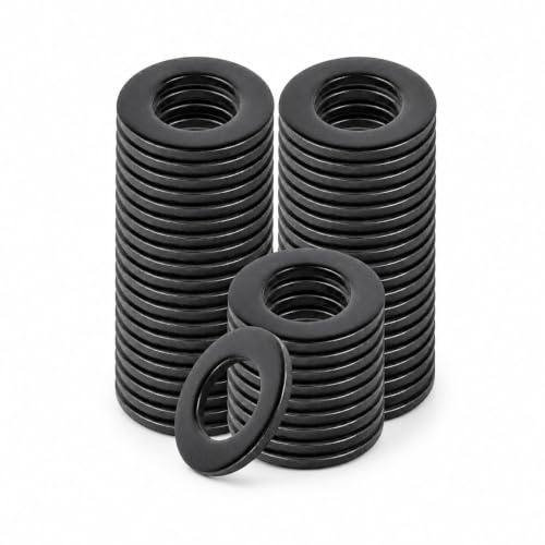Corrosion Resistant Washer M8 x 16 mm, 50 Pieces, Rust Proof Washer Steel Flat, Washers Rondelles Plates Inox A2V2A, Anti-desserrage, Rondelle Inox M8 pour Boulons, Mécanique, Hydraulique-black