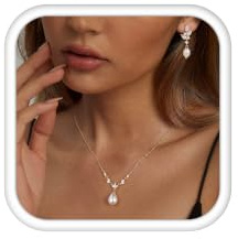 Roheafer Parure Bijoux Femme Collier Perle Pendentif Boucle d'Oreille(LF)