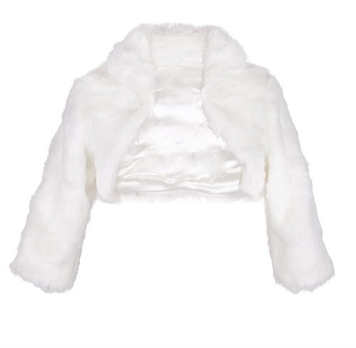 Flora Ivory Faux Fur 3/4 Long Sleeve Bridal Shrug/Wedding Bolero/Collar Jacket (Extra Large)