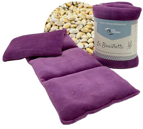 Weizen Bio Körnerkissen Mikrowelle - 100% Natürliche Baumwolle, Weizenkörner & Pflanzenfarbe - Kälte & Wärme Kissen mit Kammern - Wärmekissen Nacken Rücken Schulter Bauch - 45x16 cm