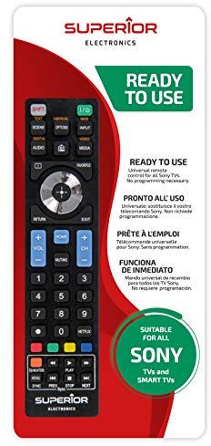 Superior Sony Replacement - Telecomando di Ricambio Universale Compatibile con Tutti i TV e SMART TV di Marca SONY - Pronto all'Uso non Richiede Programmazione - SUPTRB009