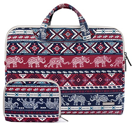 LaoZan portátil hombro bolsa maletín portátil de ordenador portátil Caso Bolsa de transporte para ultrabook netbook con pequeña bolsa 11.6 Elefante Rojo