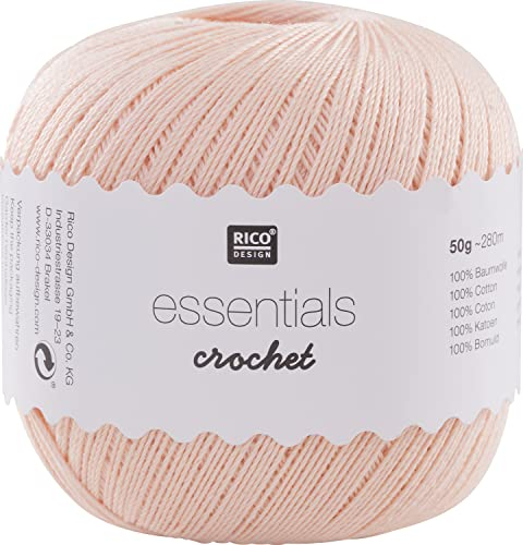 Rico Design Essentials Crochet Häkelgarn, 100% Baumwolle, Beige_P 027 Nude