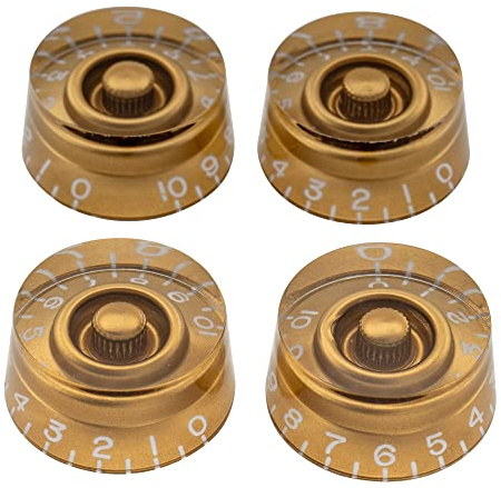 Musiclily Pro Linkshänder Zoll Zylinder Potiknopfe Speed Knobs Gold 4er Set | für USA LP Style E-Gitarre