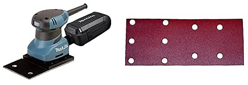 Makita Bo4566 Levigatrice Orbitale, 100X164 Mm, 200 W & P-42905 - Pack 10 Lijas Perforadas con Velcro 100X240 Mm Para Bo4566-Bo4563 Grano 120