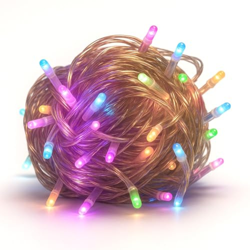 Gartenpirat LED Lichterkette - 38 m 480 LEDs multicolor Kabelfarbe transparent - mit Fernbedienung Timer Dimmbar 8 Programme - Innen & Außen
