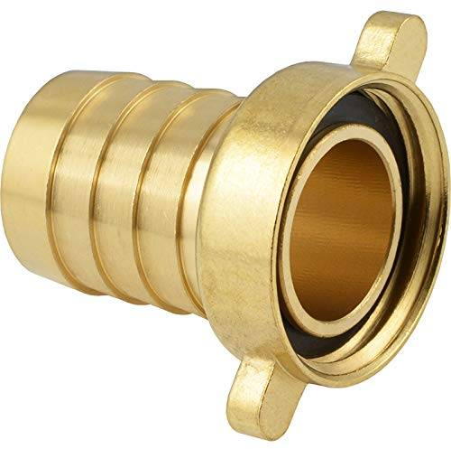 Fittingteile - Schlauchtülle mit Flügelüberwurfmutter flach dichtend Messing (Ausführung: Gerade - Größe: G 1 - 19 mm)