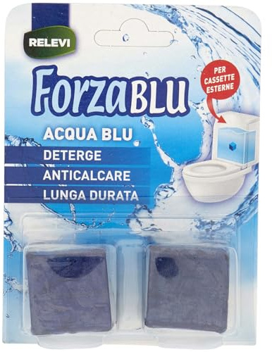 Relevi Forza Blu Confezione di 2 Cubi di Detergente Solido Anticalcare per la Cassette Wc Esterne - 150 g