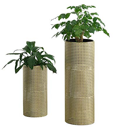 [en.casa] Set de 2 x Soportes de flores Lüttich con Macetero Estantes para plantas Estilo decorativo Metal Dorado y Negro