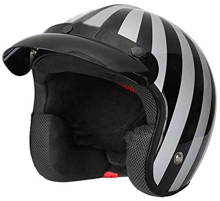 GAOZHE Casco Semi-Integrale Casco Moto, Aperto Jet Caschi, Casco A Scodella,Scooter Motorino Vintage Caschi Cromwell, Donna Uomo con Visiera Parasole - DOT Omologato