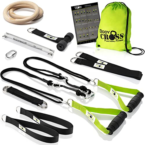 PREMIUM Schlingentrainer, Made in Germany, geprüft & zertifiziert, Slingtrainer Krafttraining Set für zuhause und außen mit Türanker, Poster, Trainingsplan, Befestigungsschlaufe, 10 Jahre Garantie