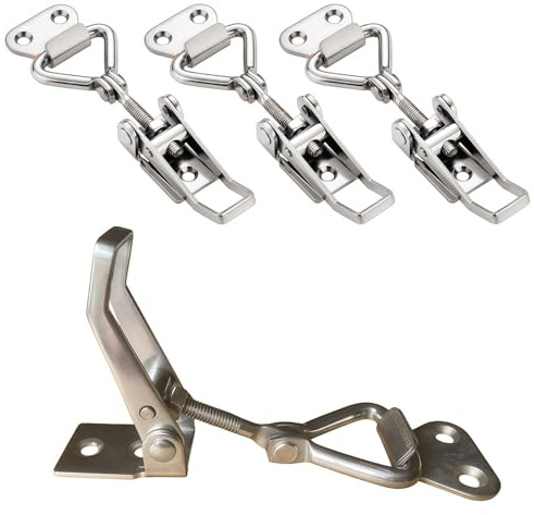 NNNJunhua 90 Degree Right Angle Adjustable Buckle 304 Stainless Steel Vertical Quick Clamp Box Buckle Latch Clamp, 4 Pieces.