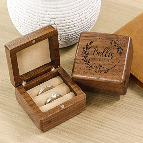 Kenon Aufbewahrungsbox für Hochzeitsringe, aus Holz, Box für Verlobungsringe, für Verlobungsringe, Geburtstagsring für Frauen