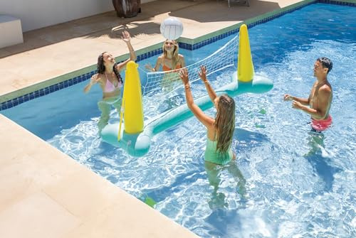 Intex Pool Game - Aufblasbares Wasserballspiel - Volleyballnetz (Pool Volleyball - Spiel + Floating Hoops Spiel)