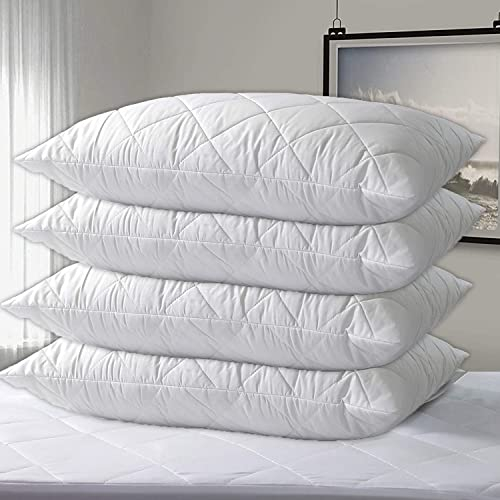 2 Pack Premium Hotel Pillows – Quilted Cover & Soft Hollowfibre Filling – Down Alternative Bed Pillows for Back, Side & Stomach Sleepers – Plush & Supportive