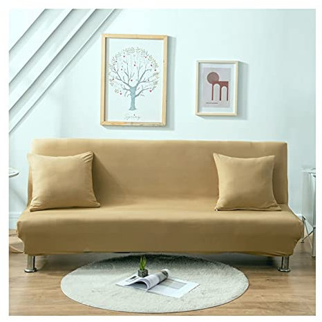 AMDXD Sofabezug, Einfarbig Sofa Stretchhusse für Wohnzimmer, in Polyester, Anti-Rutsch, Elastischer, Hell Braun, Mittel 160-190CM