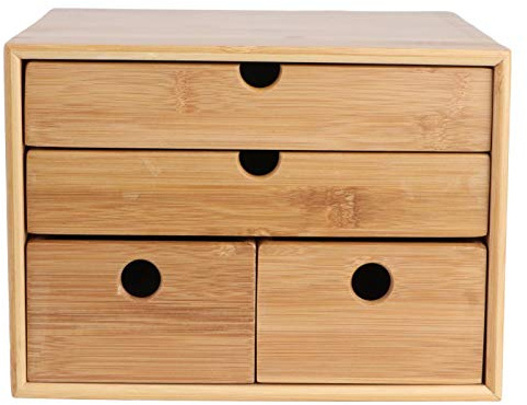 Organizador de almacenamiento de caja de té de bambú natural grande, cofre de té de madera con cajón deslizante, encimera, gabinete, organización de almacenamiento, mantiene la bolsita de té fresca de