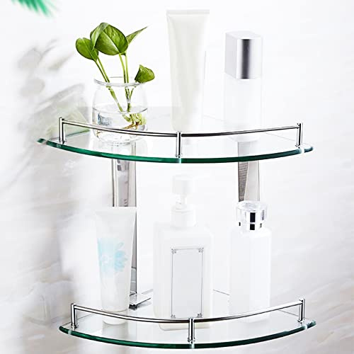 Hörnhylla, Glashylla Badrum, Duschhylla 6 mm Glas, Vägghylla Badrumsförvaring, Hylla Vägg Dusch, Perfekt Lämplig som Badrumshylla
