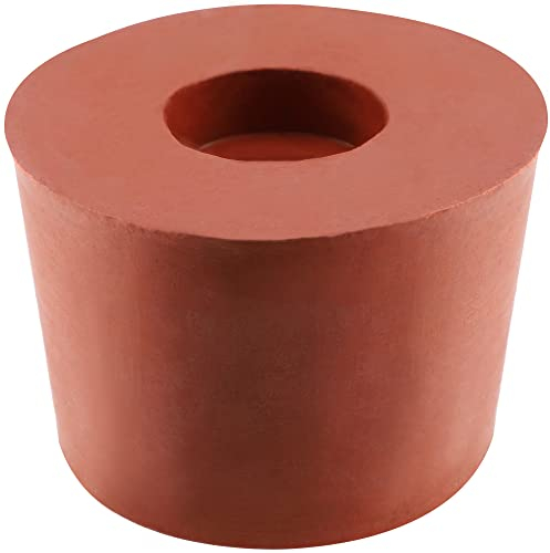 KADAX Gummistopfen, Korken mit Loch für Gärröchrchen, Gummistopper für Gärballons, Vollgummi Stopfen, Flaschenkorken, Gummi Pfropfen, Korkverschlüsse Gummi (4,9 cm)