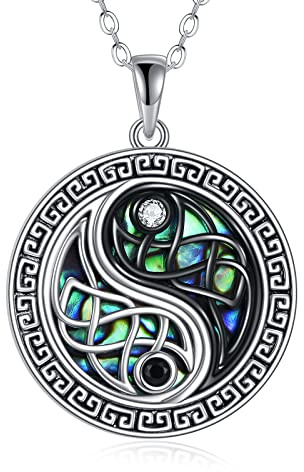 CUPENDA Yin Yang Halsketten Sterling Silber Keltischer Knoten Yin Yang BFF Anhänger Halskette Taichi Schmuck Geschenke für Frauen Männer