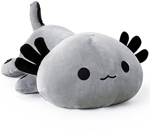 shownicer Plüschtier Axolotl Kuscheltier Stofftier Kawaii Axolotl Plüsch Kissen Spielzeug Geschenk für Erwachsene Mädchen Kinder (Grau, 50cm)