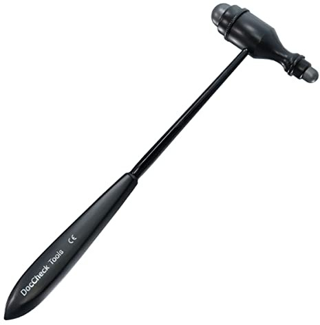 DocCheck Reflexhammer Klopp nach Trömner – Metallgriff, Neurologische Griffspitze für Dehn- und Hautreflexe, Schwerer Hammerkopf, einfache Desinfektion, in verschiedenen Farben erhältlich (Schwarz)