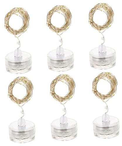 OHPHCALL 6pcs Candle String Lights Led Submersible String Lamp for Button Battery for Indoor Outdoor Party Wedding Scenario