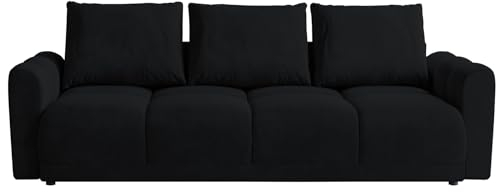 BROMARKT Sofa mit Schlaffunktion 236x94x72 cm - Kollektion NUBES - Elegante Schlafcouch mit Bettkassen - Couch 3 Sitzer für Wohnzimmer - Schlafsofa mit Bettkasten - Sofa 3-Sitzer - Graphit