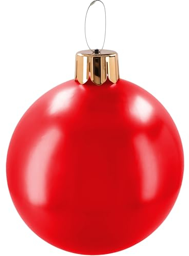 alles-meine.de GmbH große XL - Weihnachtsbaumkugel - ø 45 cm - aufblasbar Innen & Außen - wetterfest + wasserfest - rot Weihnachten bruchfest - Kunststoff - Winter - Weihna..