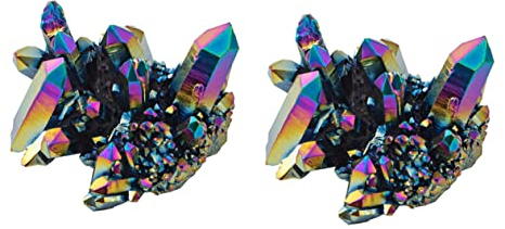 TOPBATHY Naturkristall Natürliche Kristallgruppe Robust und Leicht zu Reinigen 2 Stück Kristalle für Aquarium Deko für Tisch und Geschenk