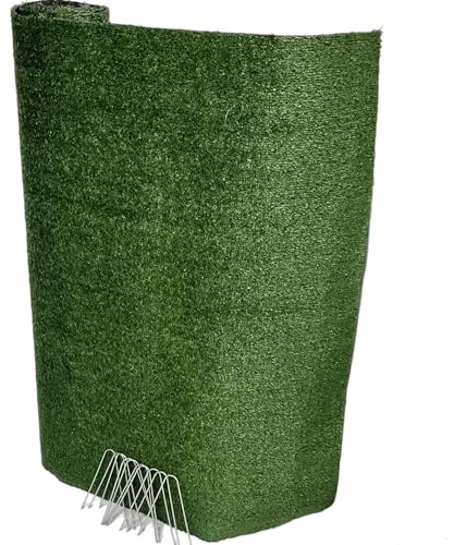PINTO FERRAMENTA Tappeto Prato Erba Sintetica da Esterno Verde Manto Erboso Finta Erbetta Artificiale per Giardino Balcone Terrazzo Piscina 7 mm Drenante in Omaggio 10 Picchetti (h1x20mt)