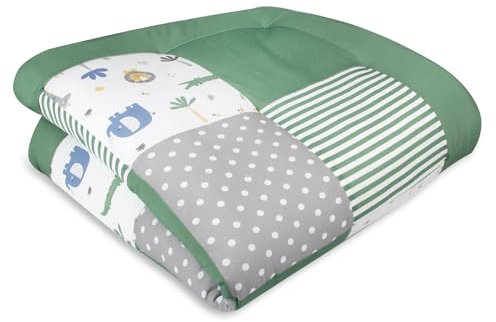 schlummersack Krabbeldecke – 100x100 cm – Dick gepolsterte Spieldecke für Babys – Ideal als Laufgittereinlage – Maschinenwaschbar – Design: Dschungel