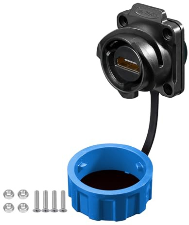 CNLINKO YM-24 HDMI Connecteurs, Prises de Montage sur Panneau HDMI, Connecteur Étanche IP68, Prise à Bride pour Connexions d'Équipements Audio & Vidéo, Connecteurs de Signal M24 (Prise HDMI)
