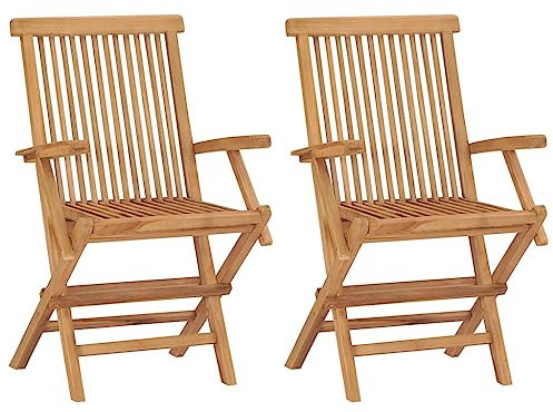 Willood Gartenstühle 2 STK. Klappbar Massivholz Teak Gartenstuhl Stühle Klappstuhl Holzstuhl Gartenmöbel