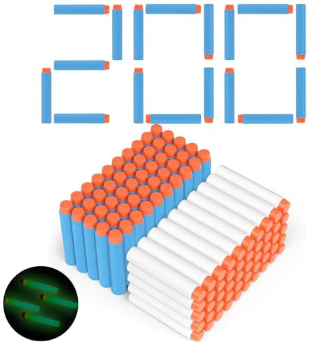 ZWOOS Darts Pfeile für Nerf 7,2 cm 200 StückRefill Darts Nachfüll Bullets Schaumstoff Darts s für Nerf N-Strike Elite Series Blasters Spielzeugpistole (weiß blau)