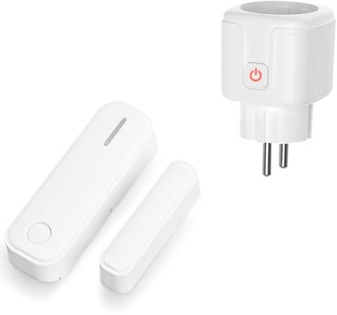 Tedeligo Interrupteur de Contact De Fenêtre Sans Fil, Avec Contact De Fenetre Magnetique Et Prise Radio Interrupteur Capteur De Fenêtre Pour Hotte Aspirante, Avec 2 Modes Commande