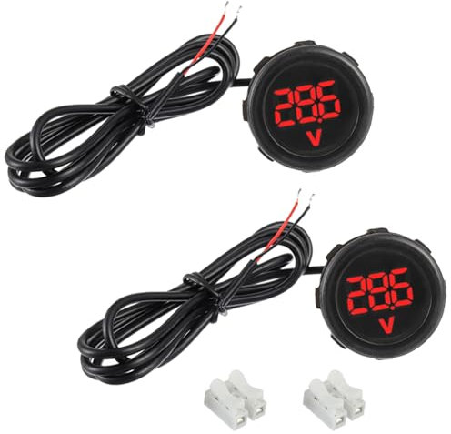 EPLZON 2 pezzi Voltmetro Digitale DC 4-100V, 3 cifre di 2 fili LED Display Waterproof Digital Display Voltmeter per Auto/Moto/Marina/Camion/Barca/Camper/Caravan (Rosso)