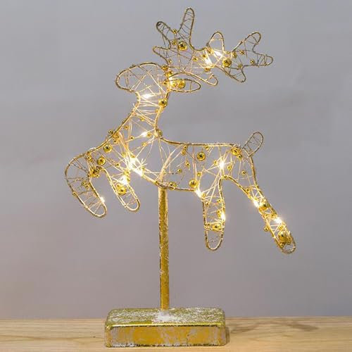 Weihnachtsdeko Metall Weihnachtsstern Beleuchtet, Weihnachtsdeko Innen Beleuchtet, Deko Fensterbank Tischlampe Batterie, Led Stern Engel Elch Stehend, Rentiere Weihnachten Deko Warmweiß  (1, ren)