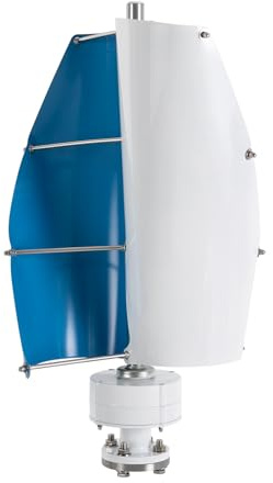 Windkraftanlage, 100W IP67 Vertikale Windrad Stromerzeugung mit Controller, Aluminiumlegierung Windenergie für Zuhause Boote, Pavillons, Hütten Oder Mobile Häuser (Weiß und Blau 24V)