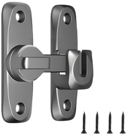 WUSJCOF Serratura Scorrevole in Acciaio Inossidabile per Porte Interne ed Esterne con Viti, Design a 90 Gradi (Grigio)